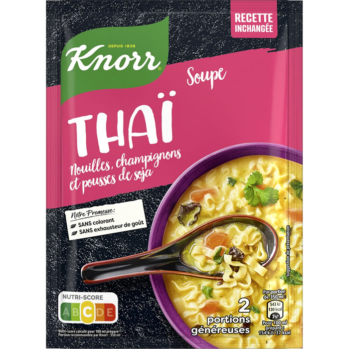 KNORR – Soupe thaï instantanée nouilles, champignons et soja 69g