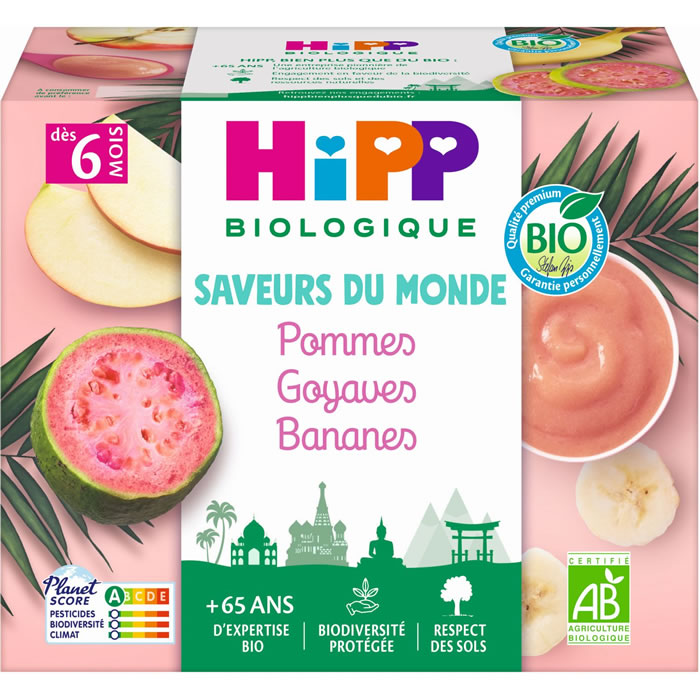 HIPP Saveurs du Monde – Pommes, goyaves et bananes 4 x 100 g