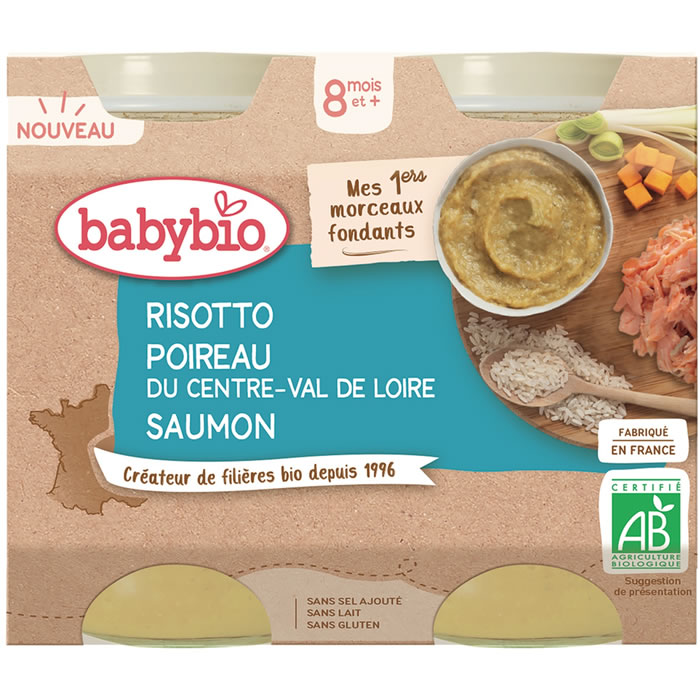 BABYBIO – Risotto poireau et saumon 2x200g