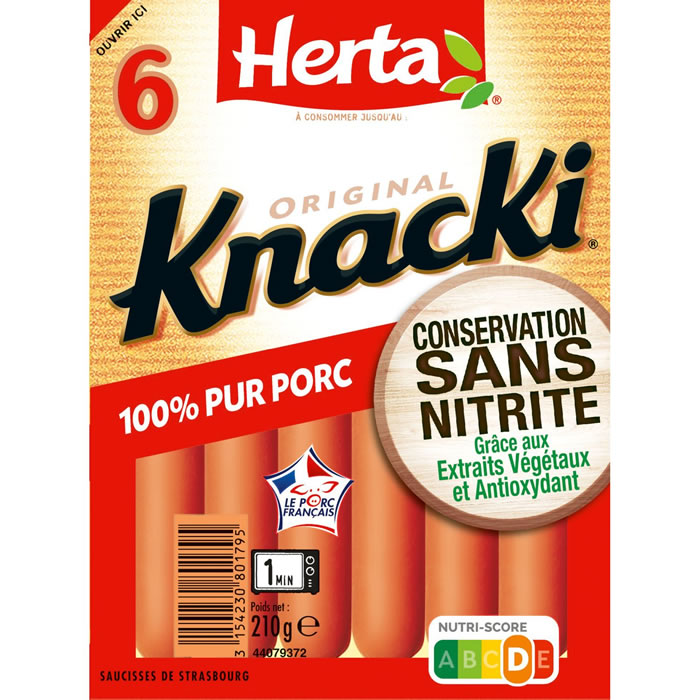HERTA Knacki – Saucisses de Strasbourg sans nitrite Petit Format 210g