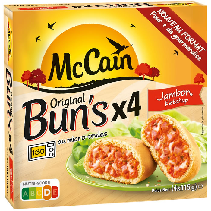 MC CAIN – Bun’s au jambon et ketchup micro-ondes (4 x 115g)