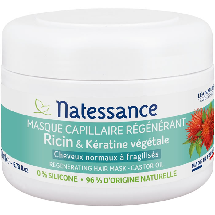 NATESSANCE Masque cheveux à l’huile de ricin et kératine végétale 200 ml