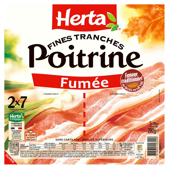 HERTA – Poitrine fumée en tranches (2 x 100 g)