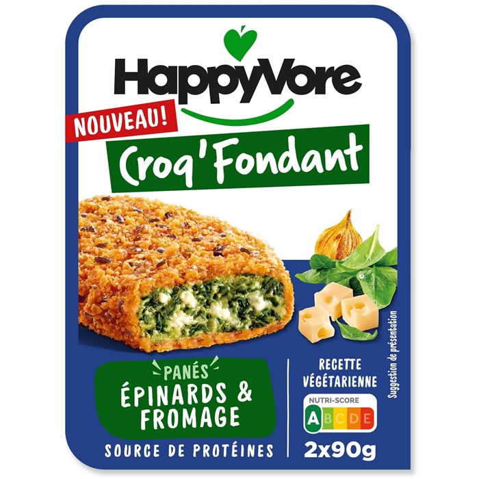 HAPPYVORE Croq’Fondant – Panés d’épinard et fromage 2x90g