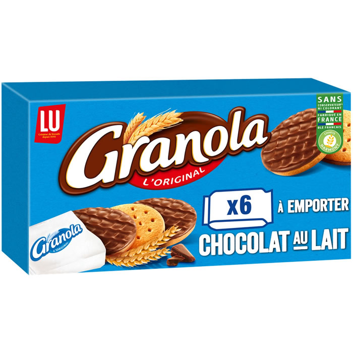 GRANOLA Biscuits sablés nappés de chocolat au lait