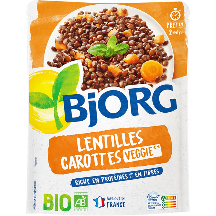 BJORG – Lentilles et carottes micro-ondes bio
