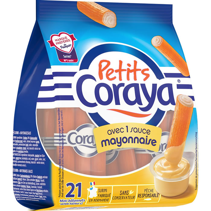 CORAYA – Petits Bâtonnets de surimi et sauce mayonnaise 210 g