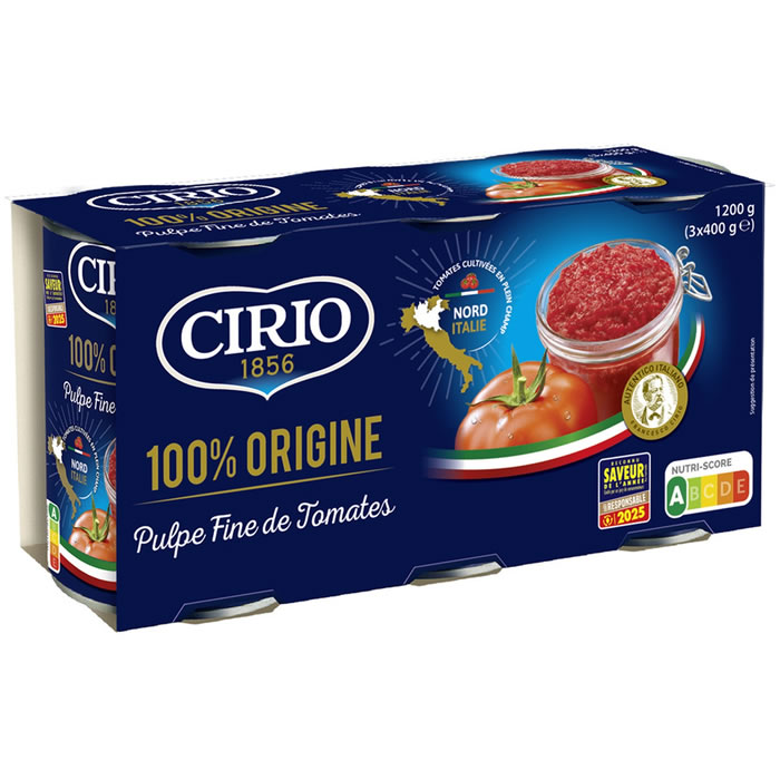 CIRIO – Pulpe fine de tomates des Pouilles – 3 x 400g