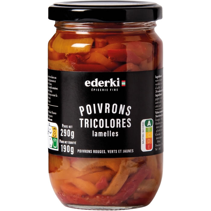 EDERKI – Poivrons tricolores lamelles 290 g