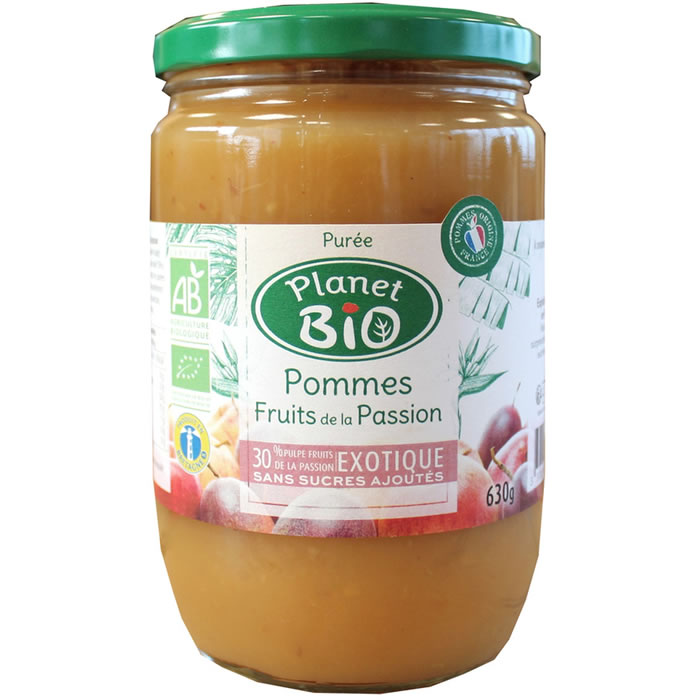 PLANET BIO – Dessert pomme et passion sans sucres ajoutés bio 630 g