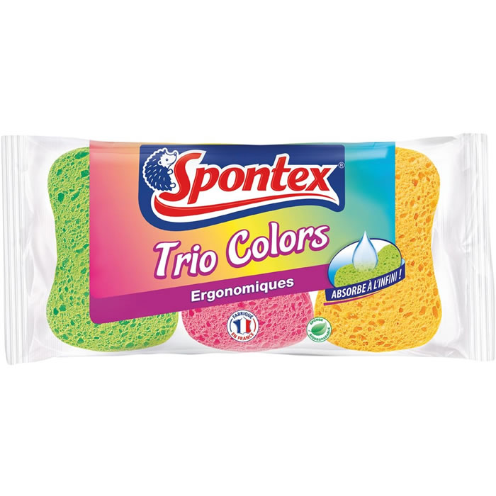 SPONTEX Trio Junior Éponges végétales ergonomiques x3