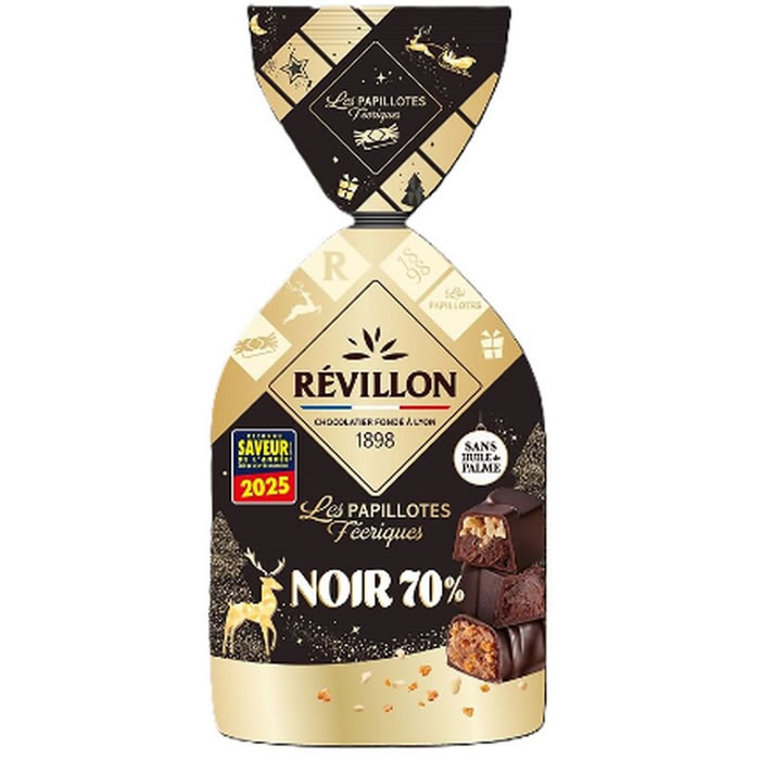REVILLON Papillotes Féeriques – Bouchées au chocolat noir 70% 360g