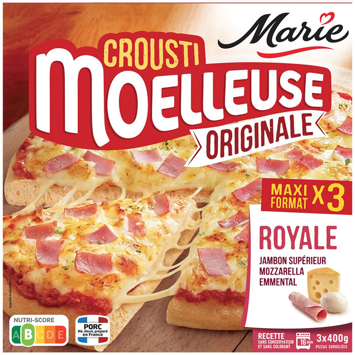 MARIE CroustiMoelleuse – Pizza jambon et fromages 3x400g