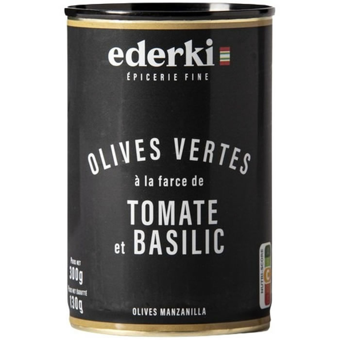 EDERKI – Olives vertes à la farce de tomate et basilic 130g