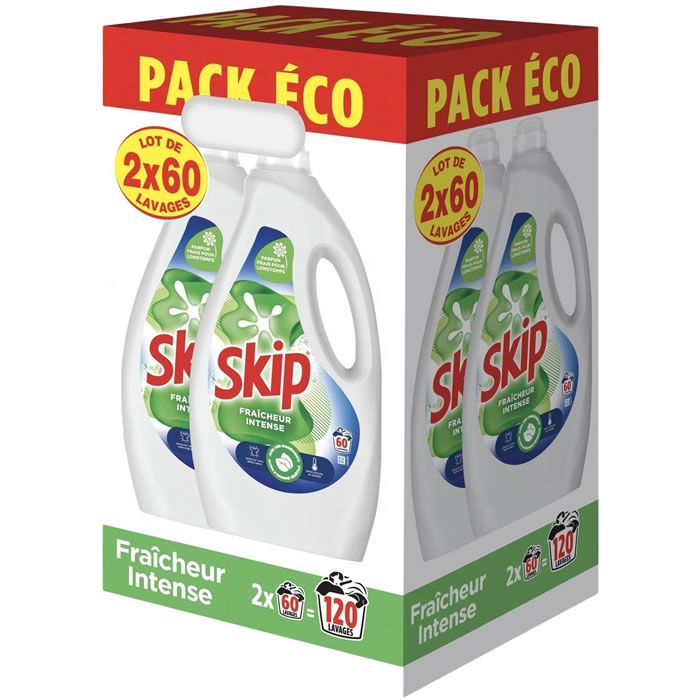 SKIP Lessive liquide fraîcheur intense Grand Format 120 lavages