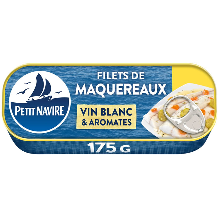 PETIT NAVIRE – Filets de maquereaux marinés au vin blanc aux aromates 175 g
