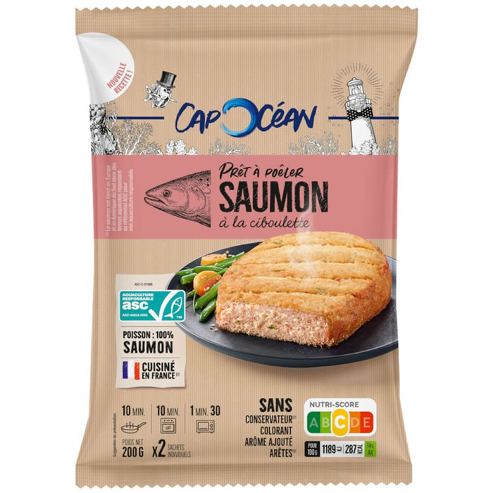 CAP OCEAN – Hachés de saumon à la ciboulette ASC 2 x 100 g