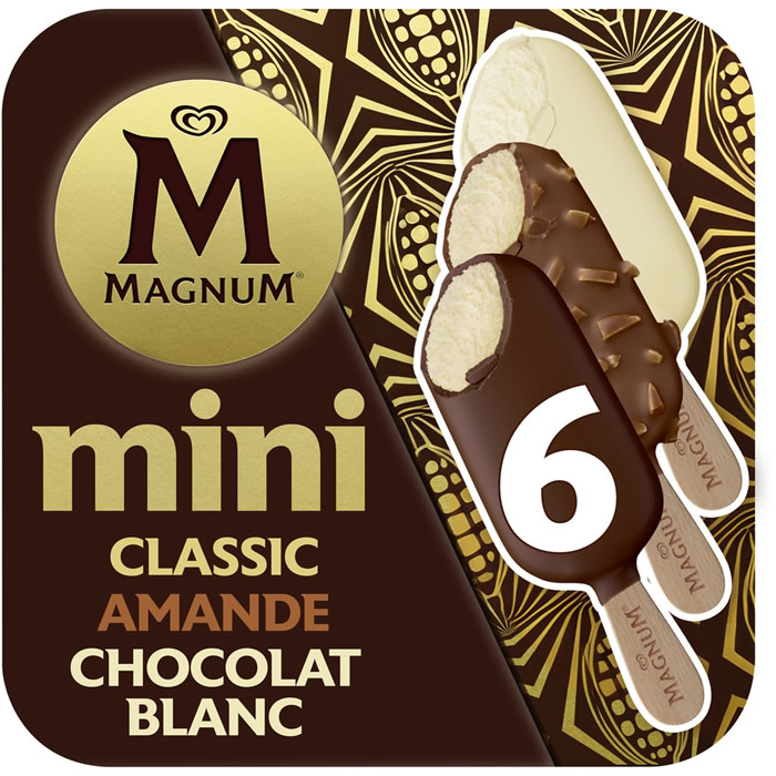 MAGNUM – Panachés de mini bâtonnets glacés au chocolat 6×42,3g
