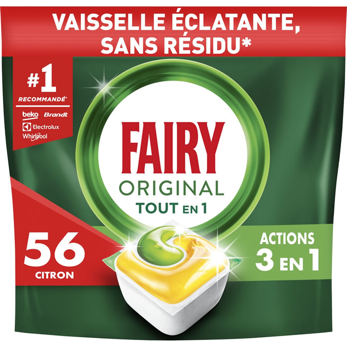 FAIRY Tablettes lave-vaisselle tout en 1 citron 56 tablettes