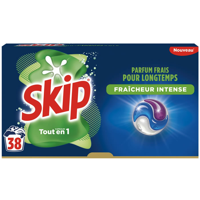 SKIP Fraîcheur Intense Lessive capsules tout en 1 Moyen Format 38 lavages