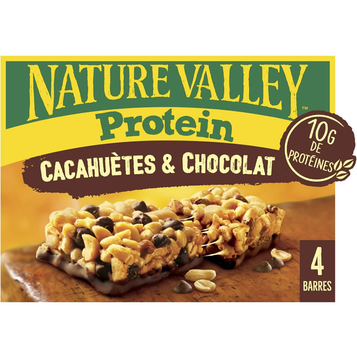 NATURE VALLEY Protein – Barres protéinées à la cacahuète et chocolat noir 4x40g