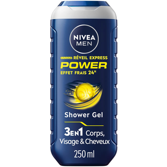 NIVEA Men Réveil Express – Gel douche homme 3en1 fraîcheur 24h aux agrumes 250 ml