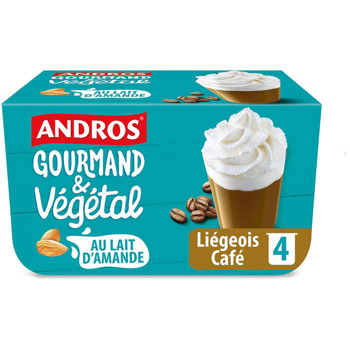 Andros Gourmand & Végétal – Dessert liégeois au lait d’amande et au café 4x100g