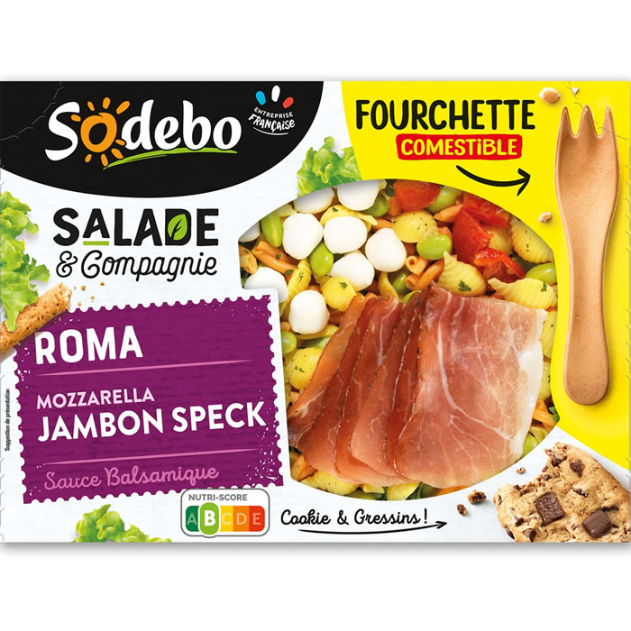 Sodebo Salade & Compagnie – Salade Roma au jambon speck, mozzarella et tomate marinées 320g