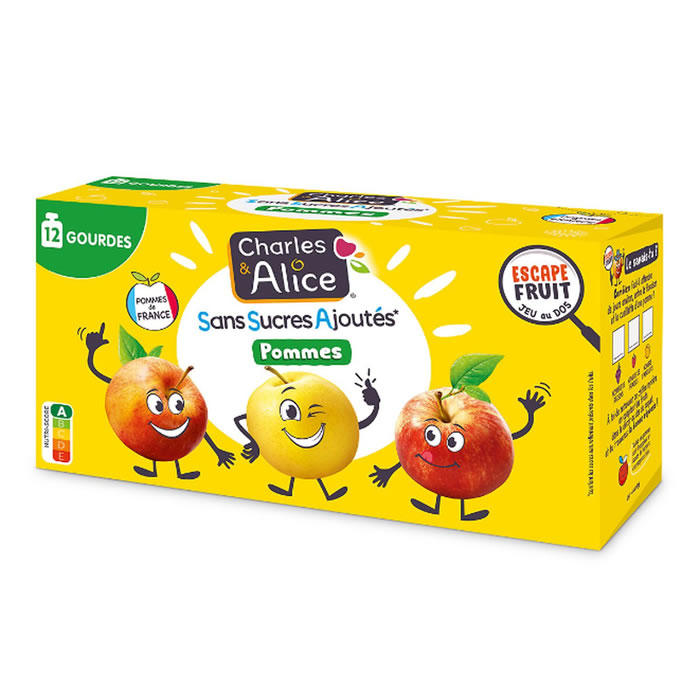 CHARLES&ALICE – Dessert pommes sans sucres ajoutés 12 x 90 g