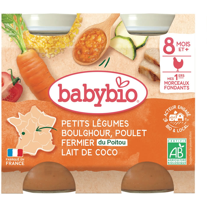 BABYBIO – Boulgour, poulet et coco 2x200g