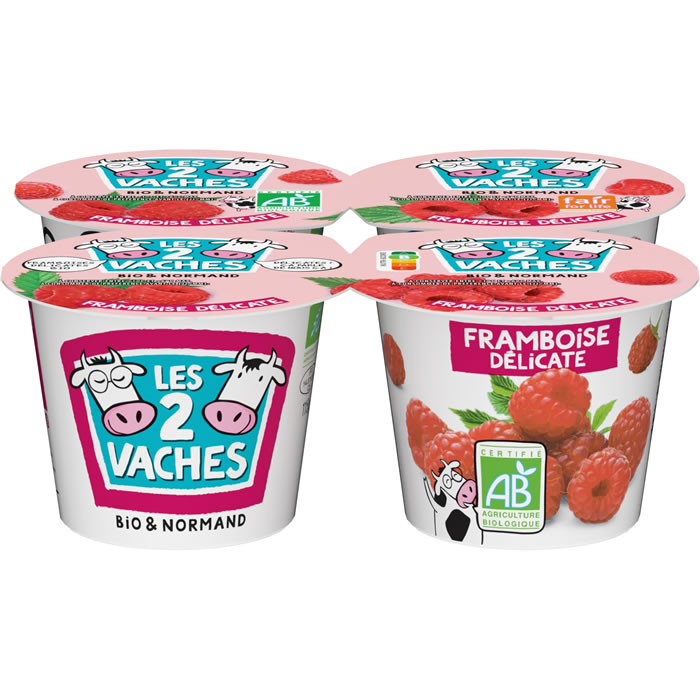 LES 2 VACHES – Yaourts à la framboise bio 4 x 115 g