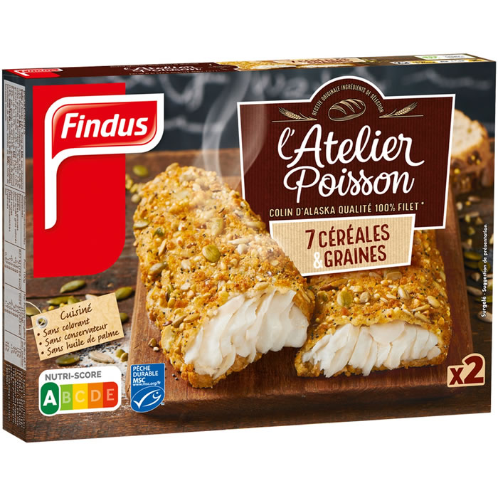 FINDUS L’Atelier Poisson – Colin d’Alaska pané 7 céréales et graines MSC 250g