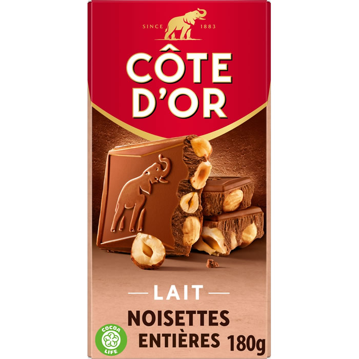 CÔTE D’OR – Tablette de chocolat au lait aux noisettes entières 180g