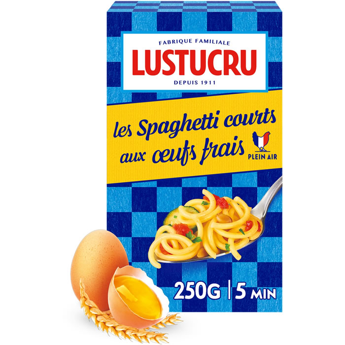 LUSTUCRU Spaghetti courts aux oeufs frais 250g