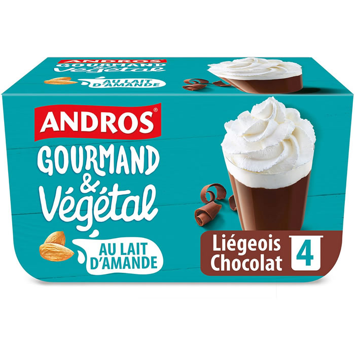 Andros Gourmand & Végétal – Dessert au lait d’amande et au chocolat 4x100g