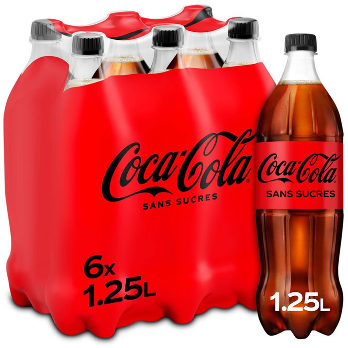 COCA-COLA – Boisson gazeuse aux extraits végétaux sans sucres 6 x 1,25 L