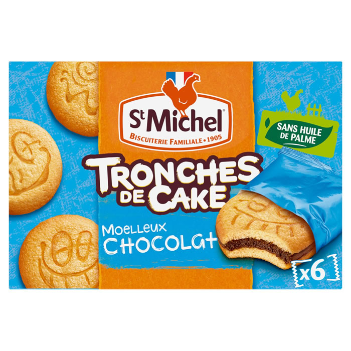 ST MICHEL Tronches de cake – Gâteau fourrés au chocolat au lait 175 g