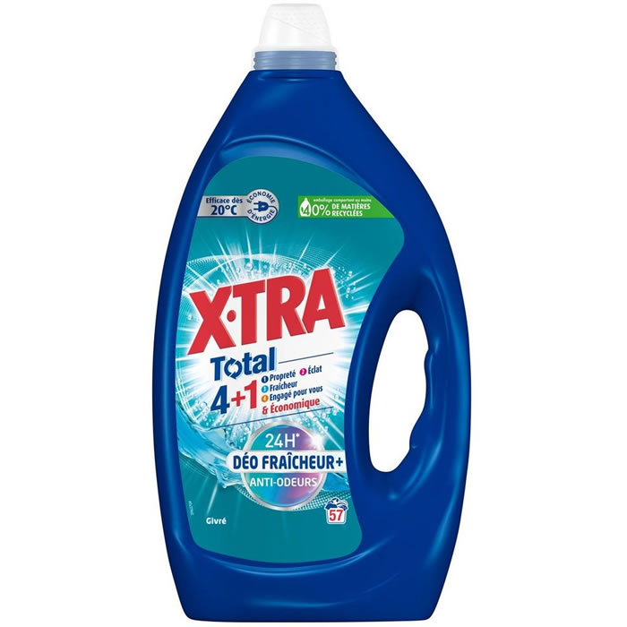 X-TRA Total Lessive liquide 4en1 anti odeurs Grand Format 57 lavages
