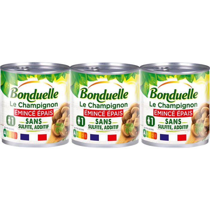 BONDUELLE – Champignons émincés épais 3 x 115 g