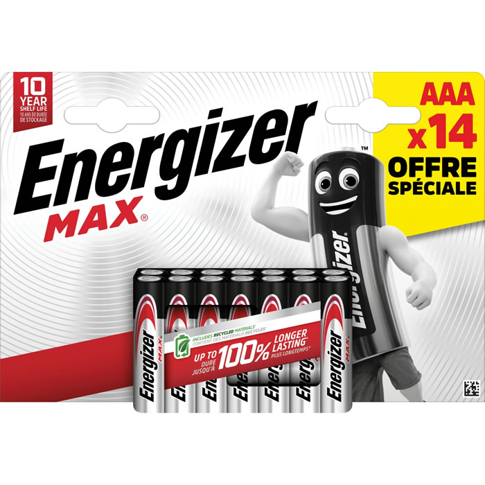 ENERGIZER Max Piles alcalines LR03 – type AAA (x14)