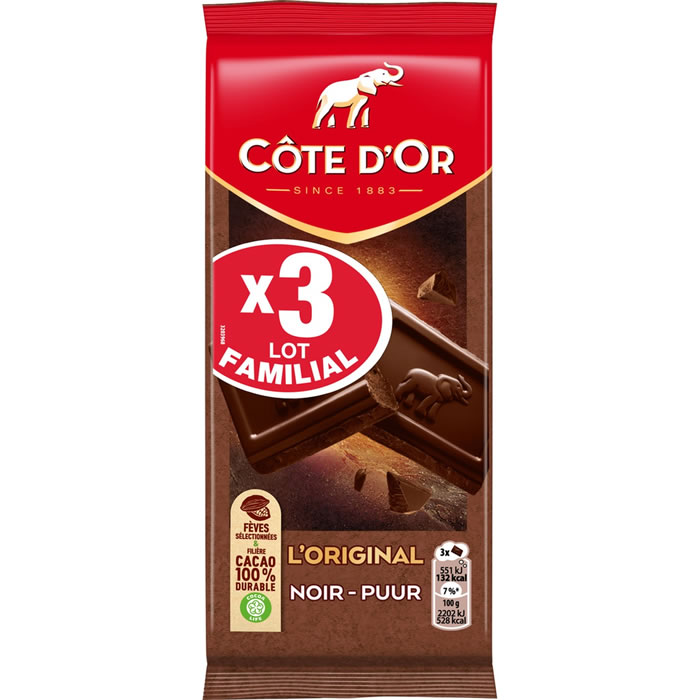 CÔTE D’OR – Tablette de chocolat noir 3x100g