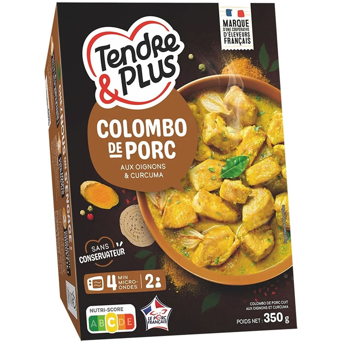 TENDRE & PLUS – Colombo de porc aux oignons et curcuma 350 g