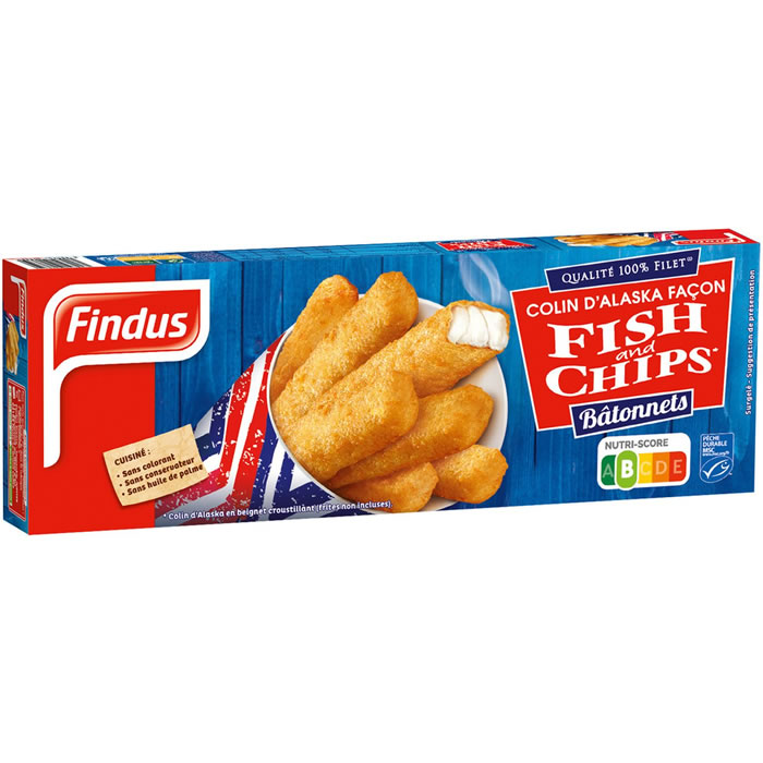 FINDUS – Bâtonnets de colin d’Alaska panés façon fish & chips MSC 364g