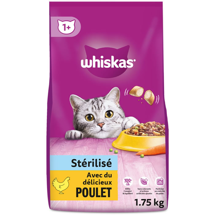 WHISKAS – Croquettes stérilisé au poulet (1,75 kg)