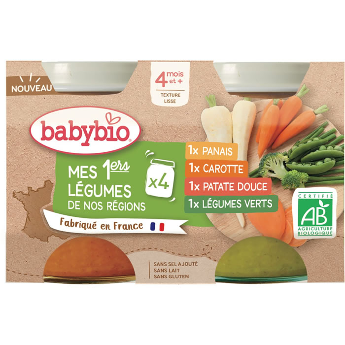 BABYBIO – Panais, carotte, patate douce, légumes verts 520 g