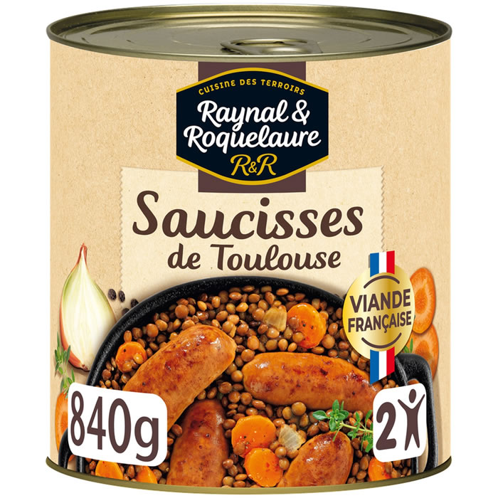RAYNAL ET ROQUELAURE – Saucisses de Toulouse aux lentilles cuisinées 840 g