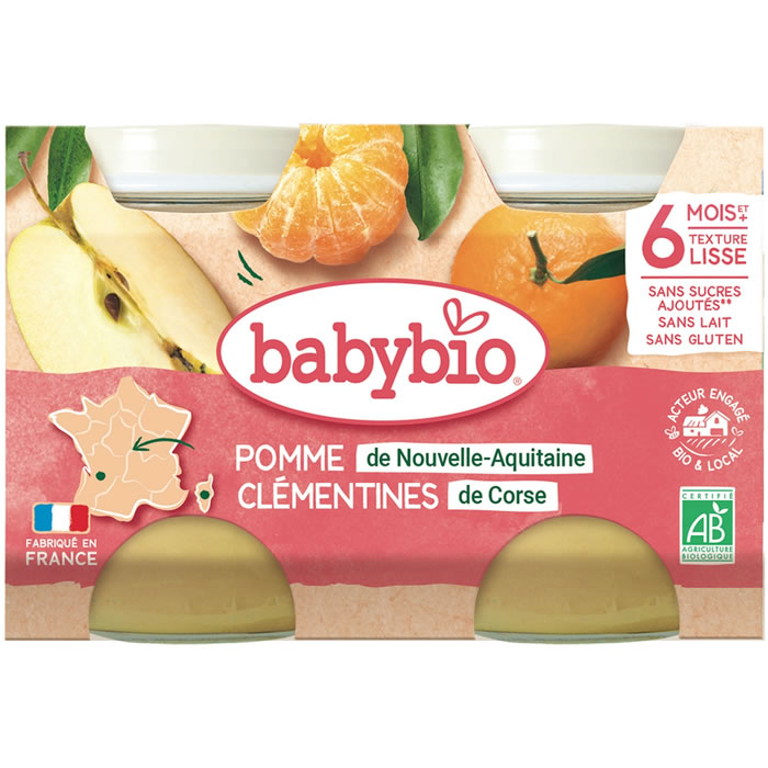 BABYBIO – Pomme et clémentines 2 x 130 g