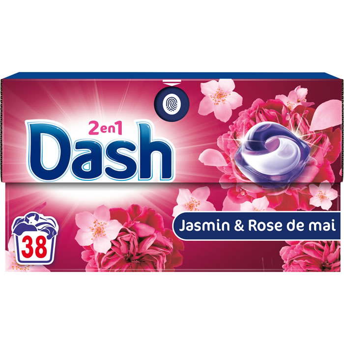 DASH Lessive capsules 2 en 1 jasmine et rose Moyen Format 38 lavages