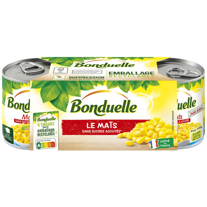 BONDUELLE – Maïs doux sans sucres ajoutés 3 x 140 g