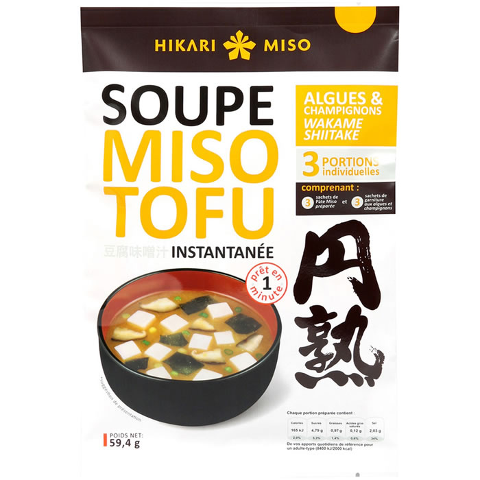 HIKARI MISO – Soupe miso instantanée au tofu, algues et champignons 59,4g